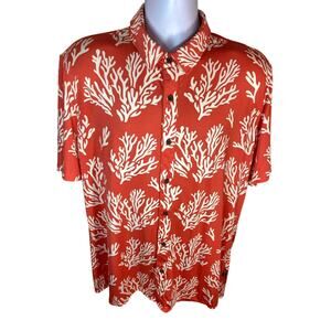 Margaritaville Deep Sea Coral Reef Button Down | Men's Large |